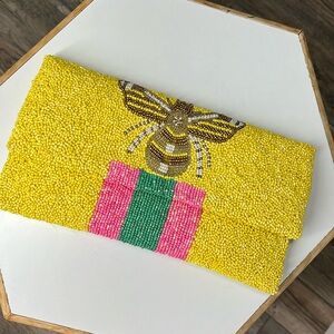 Boutique Hand Beaded Bee Clutch